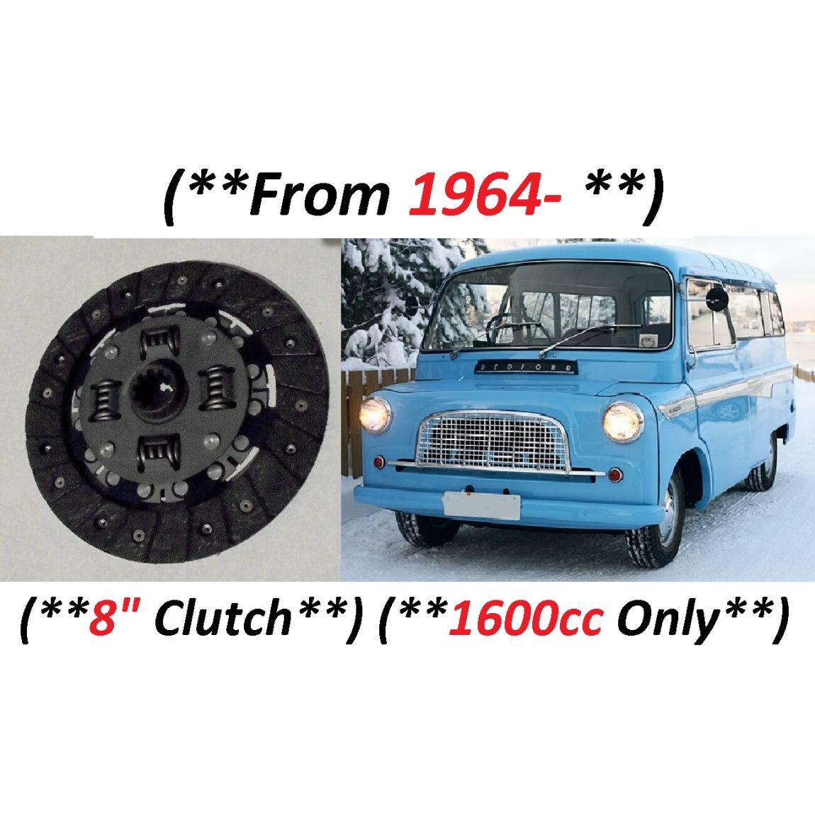 CLUTCH PLATE ONLY (Bedford CA Van) (1594cc Petrol) (From 1964- 69) 